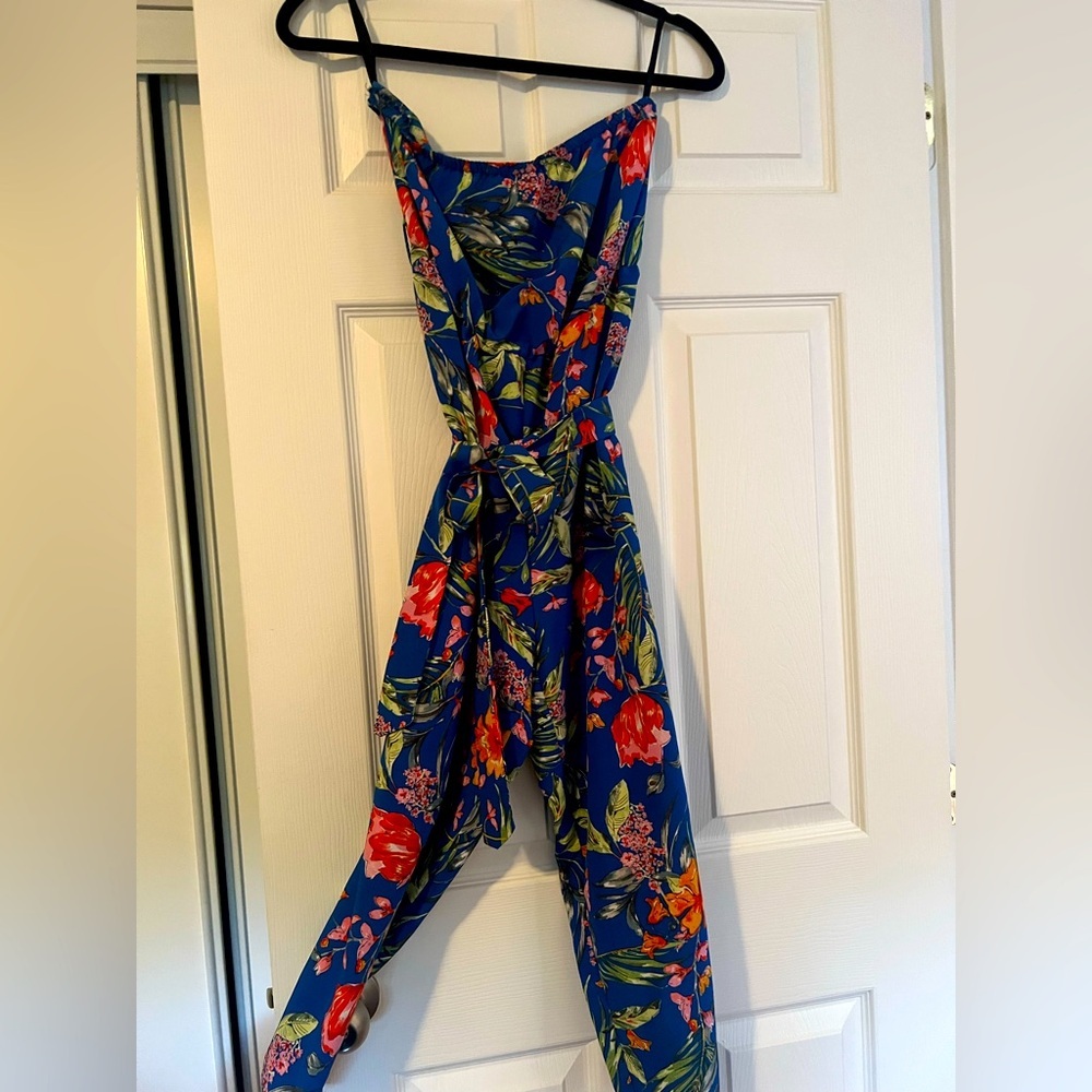 Flowery strapless jumpsuit size 6